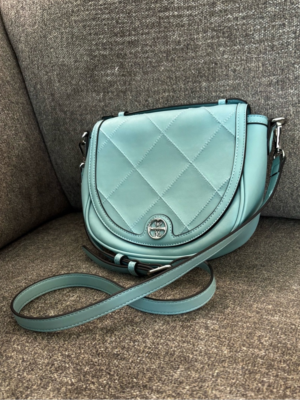 Nine West Robin’s Egg Blue Saddle Crossbody Bag - Picture 3 of 16